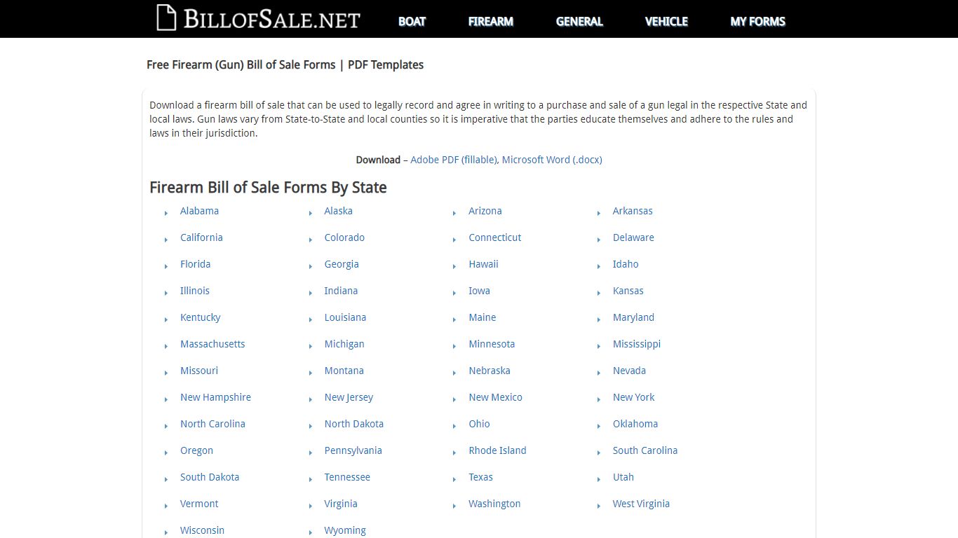 Free Firearm (Gun) Bill of Sale Forms | PDF | Word (.doc)