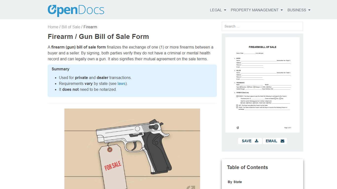 Free Firearm / Gun Bill of Sale Form | PDF | WORD | RTF - OpenDocs
